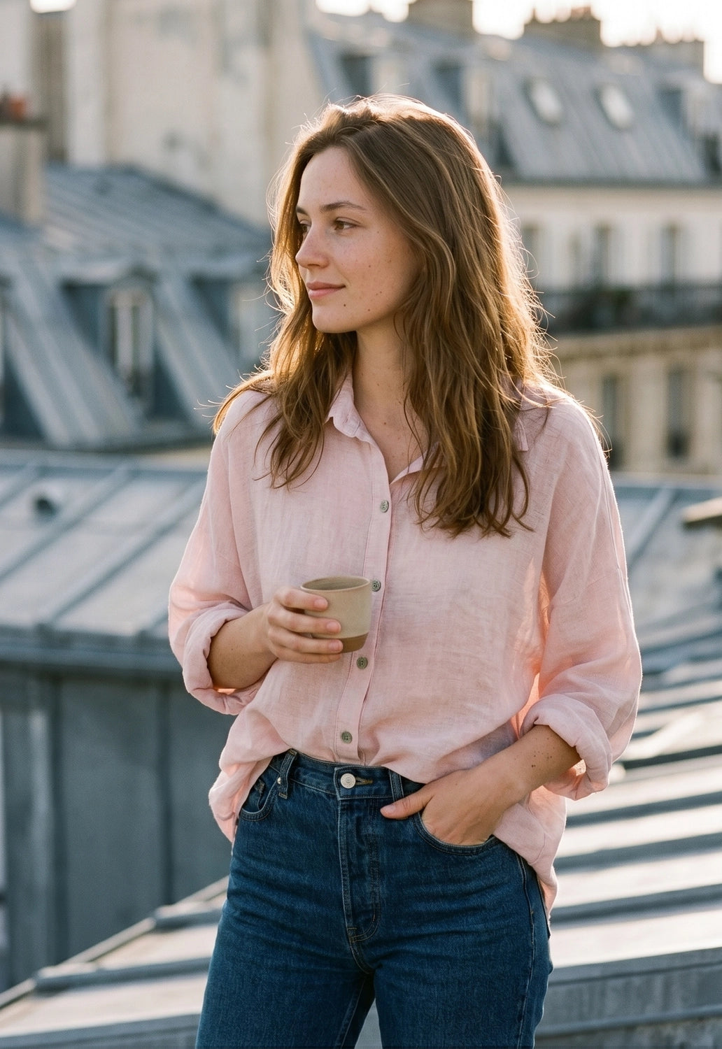 Inès Relaxed Linen Shirt by ADORA PARIS