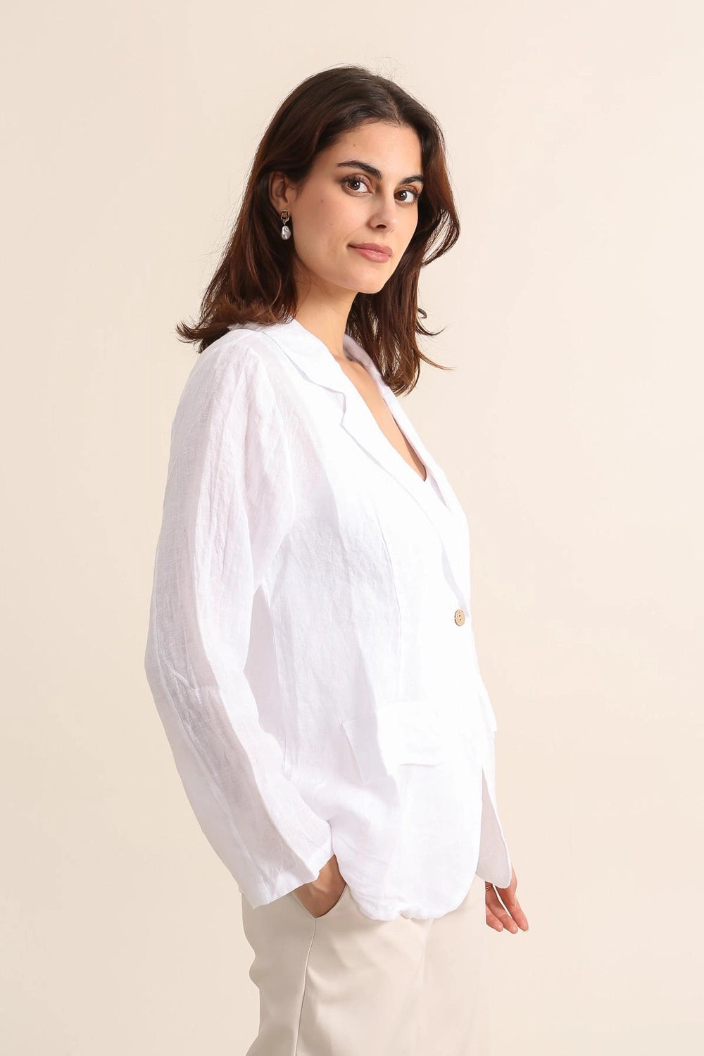 Mathilde Relaxed Pure Linen Blazer by ADORA PARIS