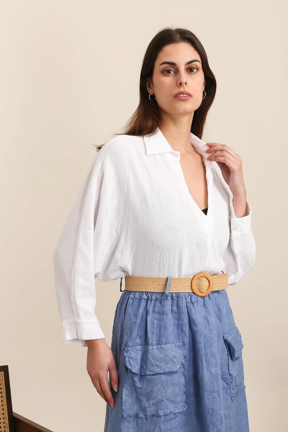 Adèle Relaxed Linen-Cotton Blend Blouse by ADORA PARIS