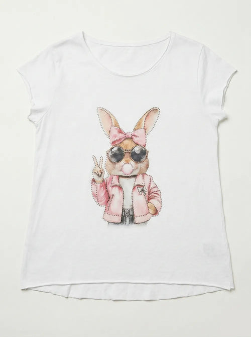 Bunny Rhinestone Premium Cotton