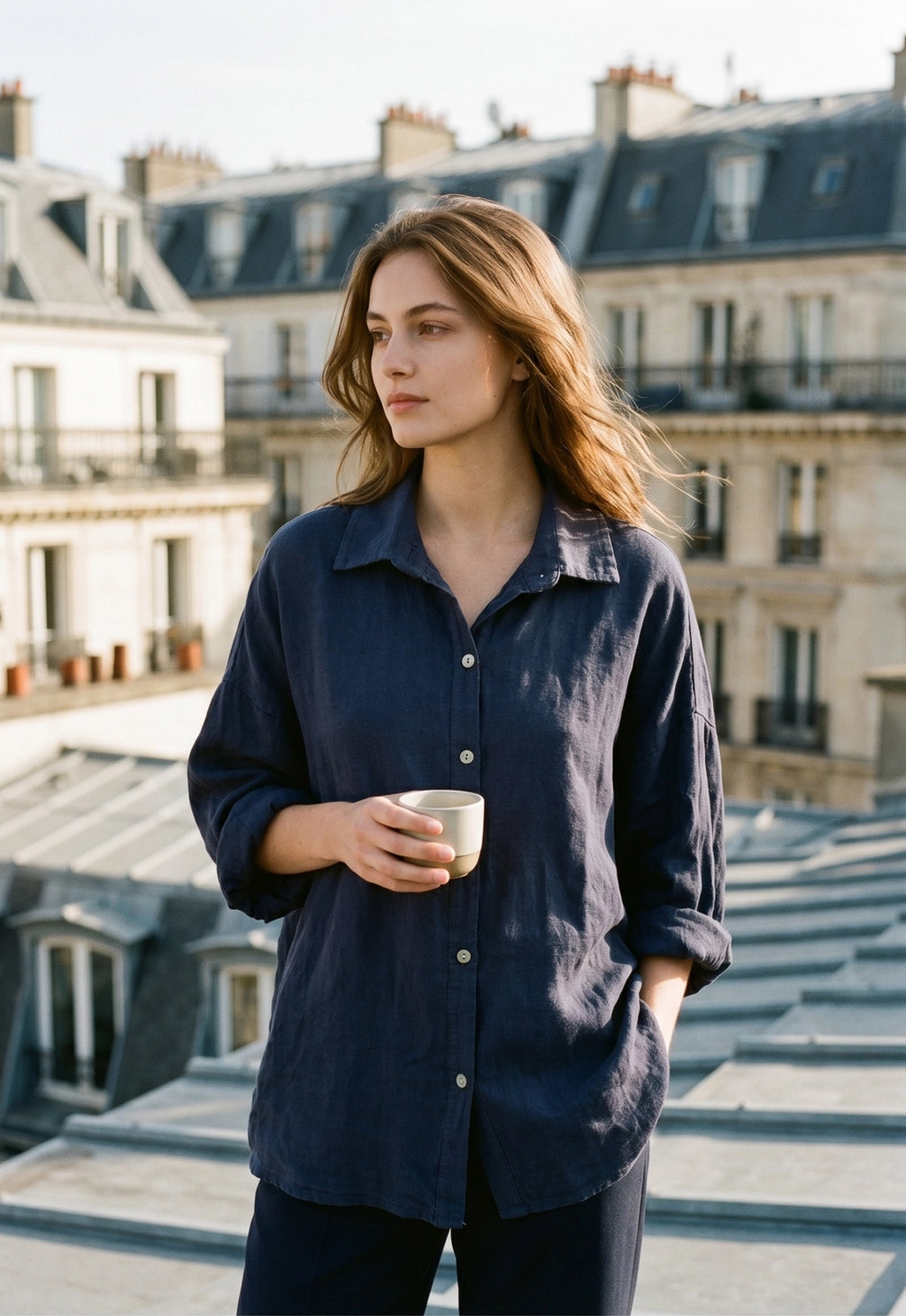 Inès Relaxed Linen Shirt by ADORA PARIS