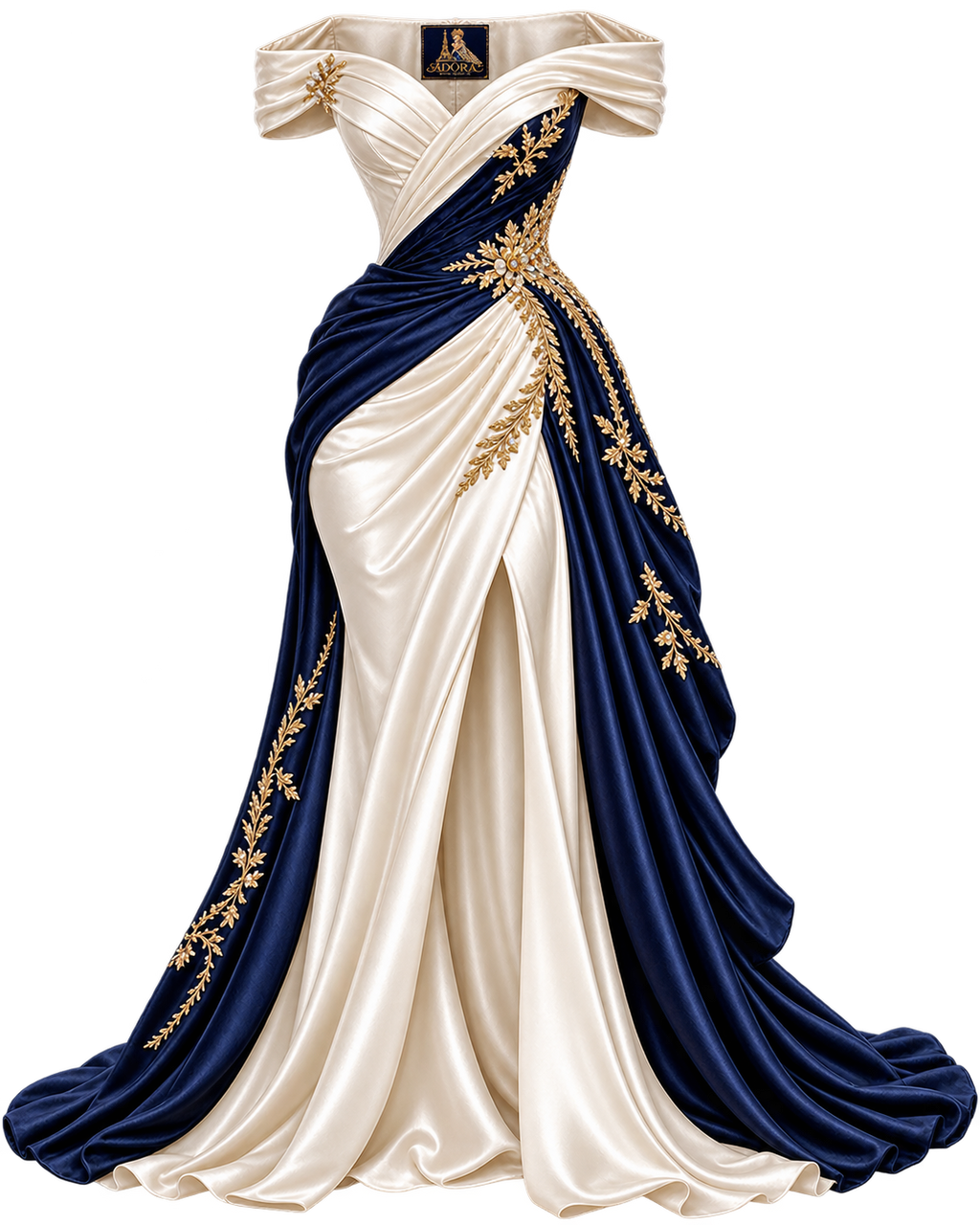 Victoire Embellished Draped Evening Gown