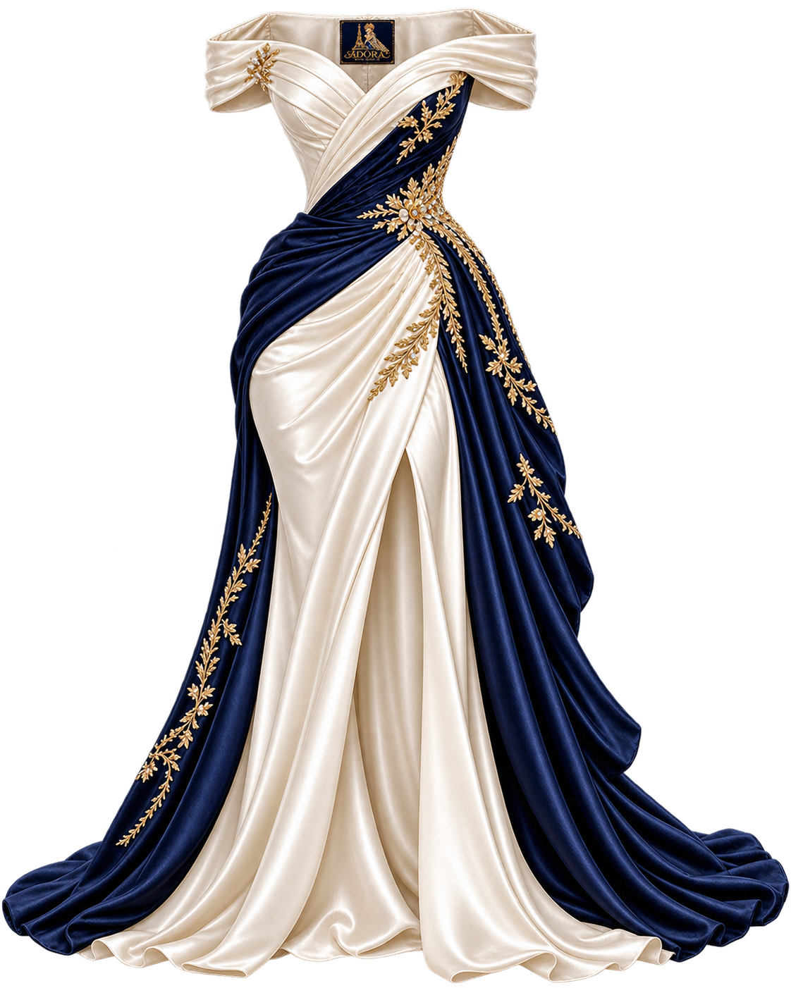 Victoire Embellished Draped Evening Gown