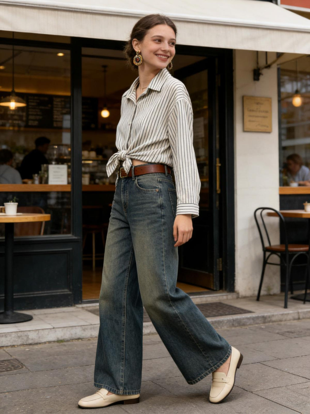 The Marcelle Imperial Oversized Silk-Viscose Striped Shirt by ADORA PARIS