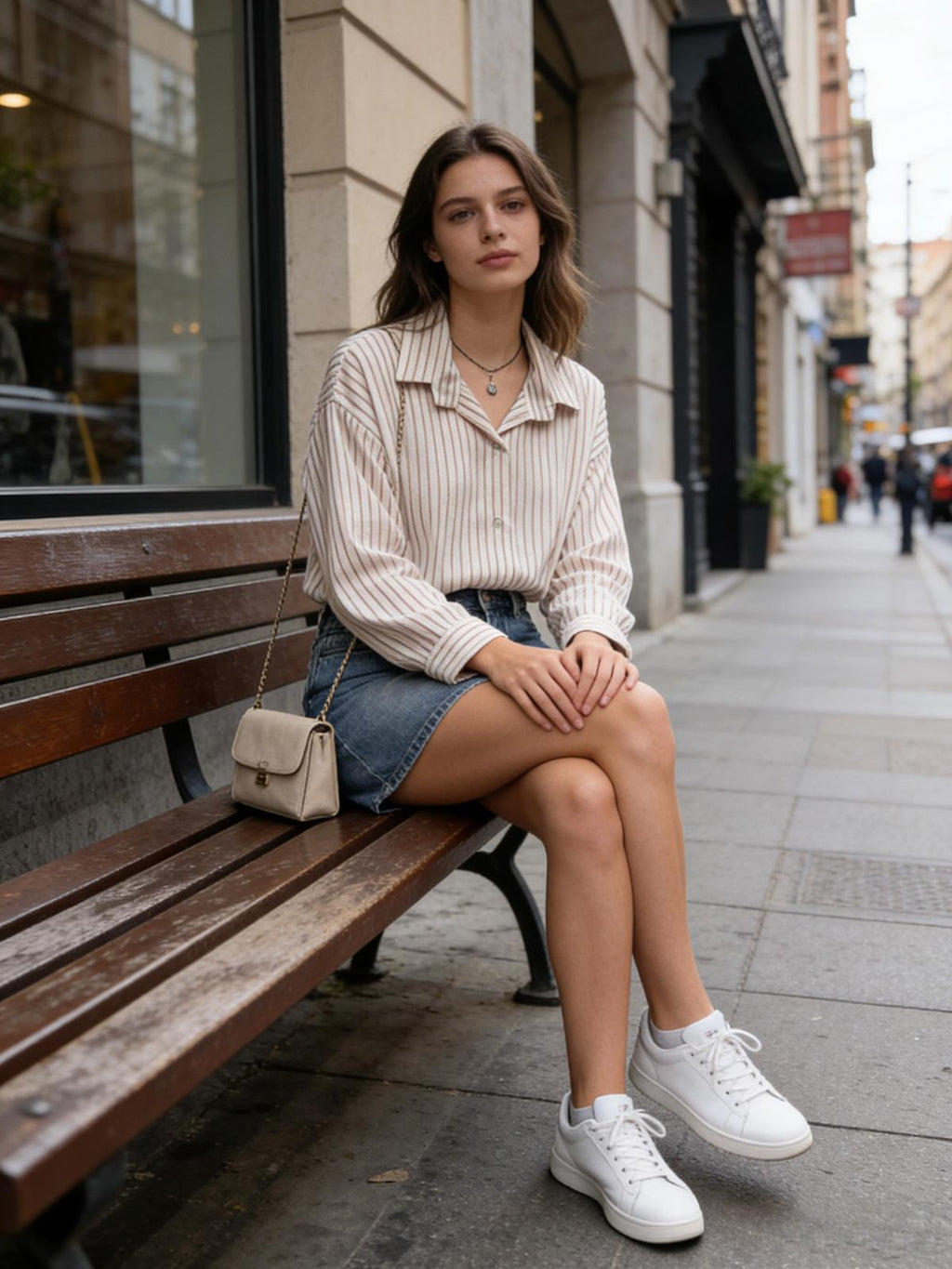 The Marcelle Imperial Oversized Silk-Viscose Striped Shirt by ADORA PARIS