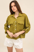 Camille Pure Linen Crochet-Detail Shirt by ADORA PARIS