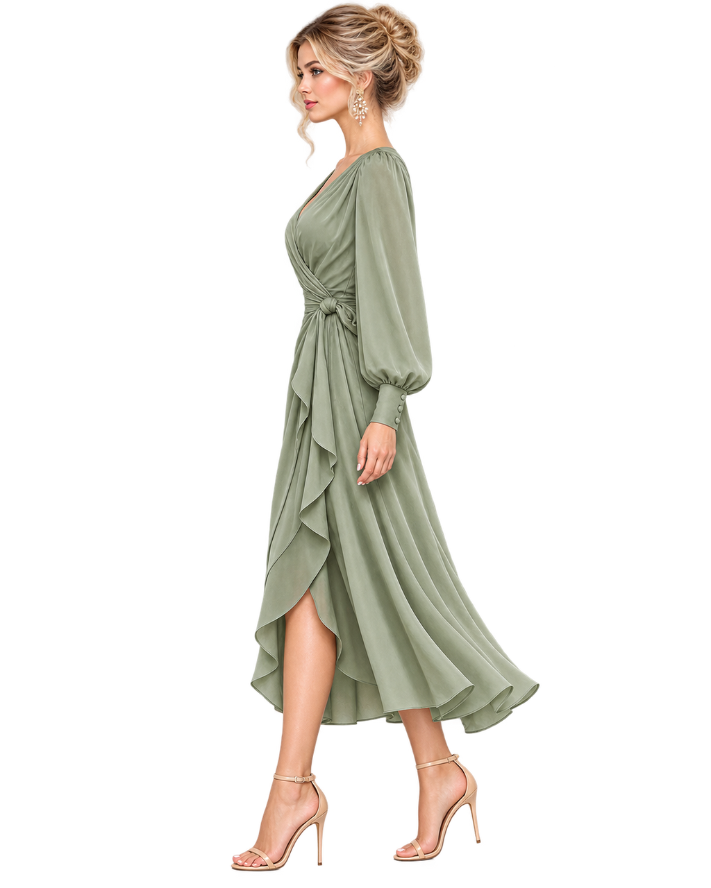 Anaïs Draped Wrap Midi Dress