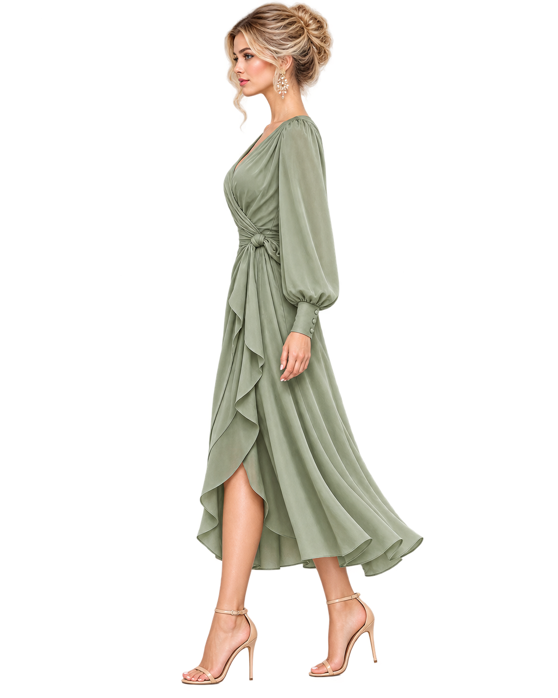 Anaïs Draped Wrap Midi Dress
