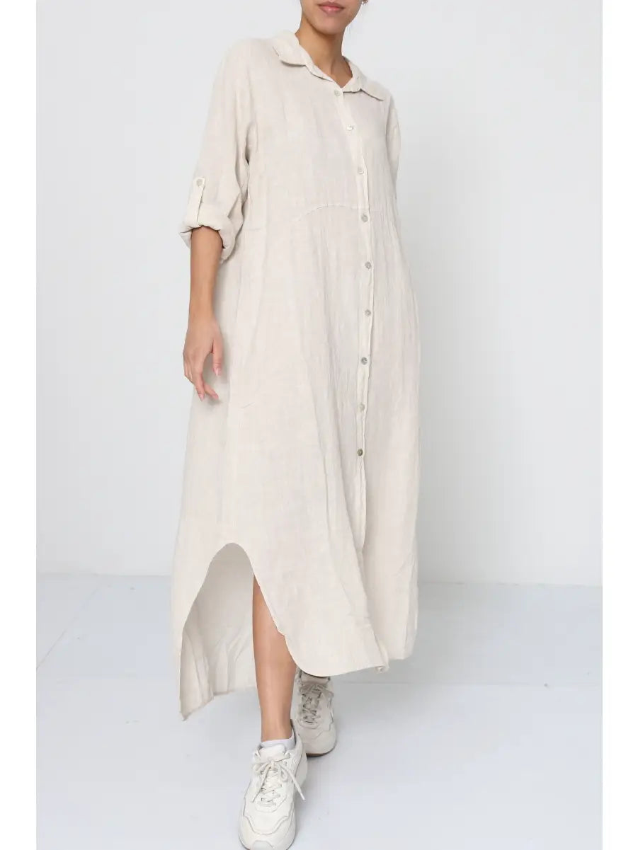 Chloé Pure Linen Shirt Dress by ADORA PARIS