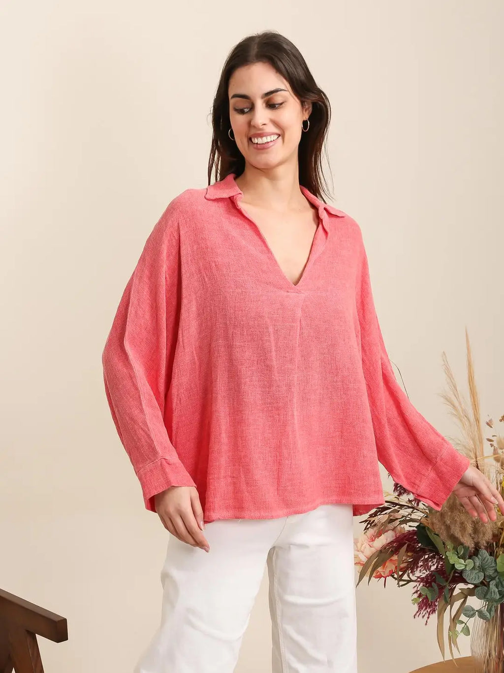 Adèle Relaxed Linen-Cotton Blend Blouse by ADORA PARIS