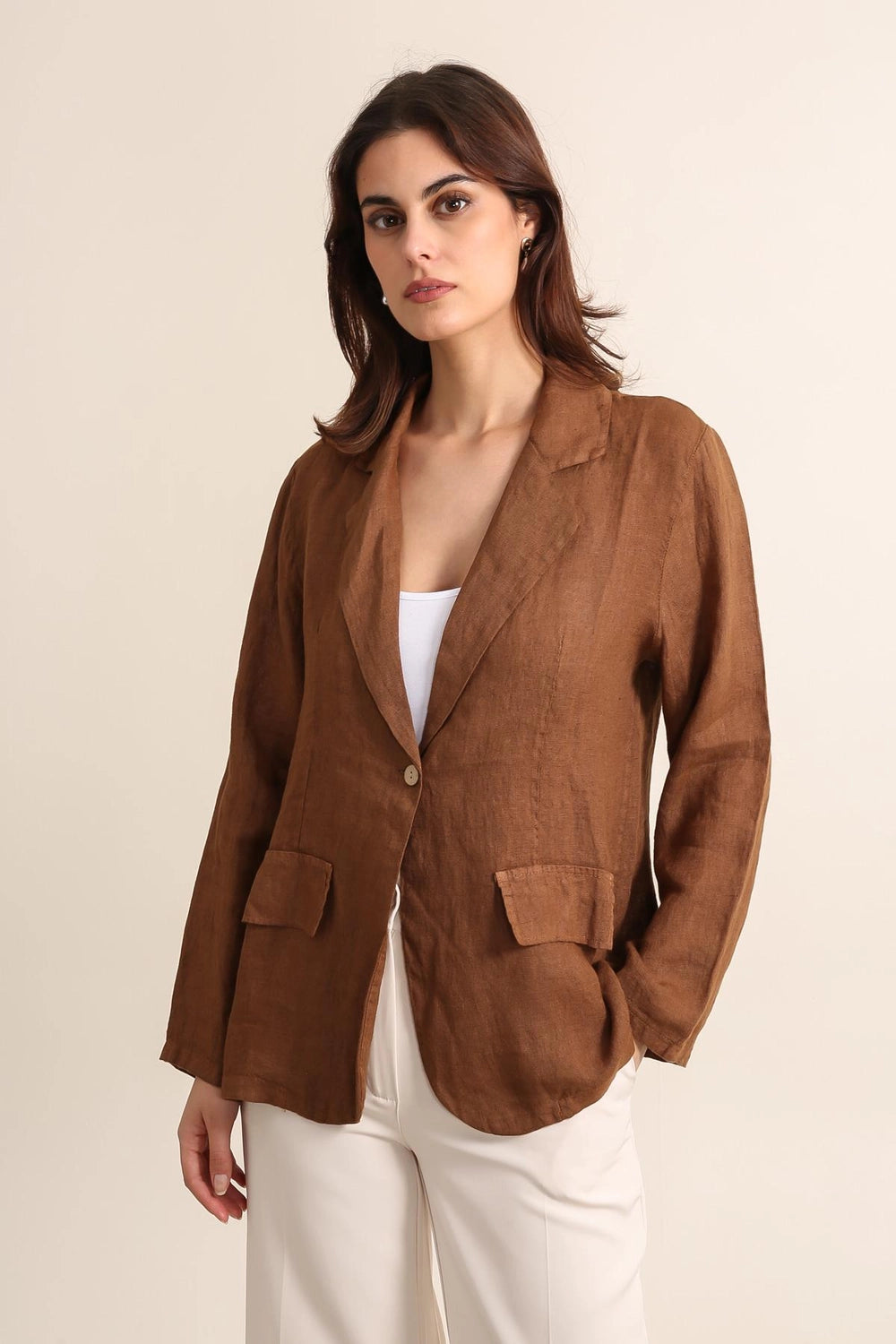 Mathilde Relaxed Pure Linen Blazer by ADORA PARIS