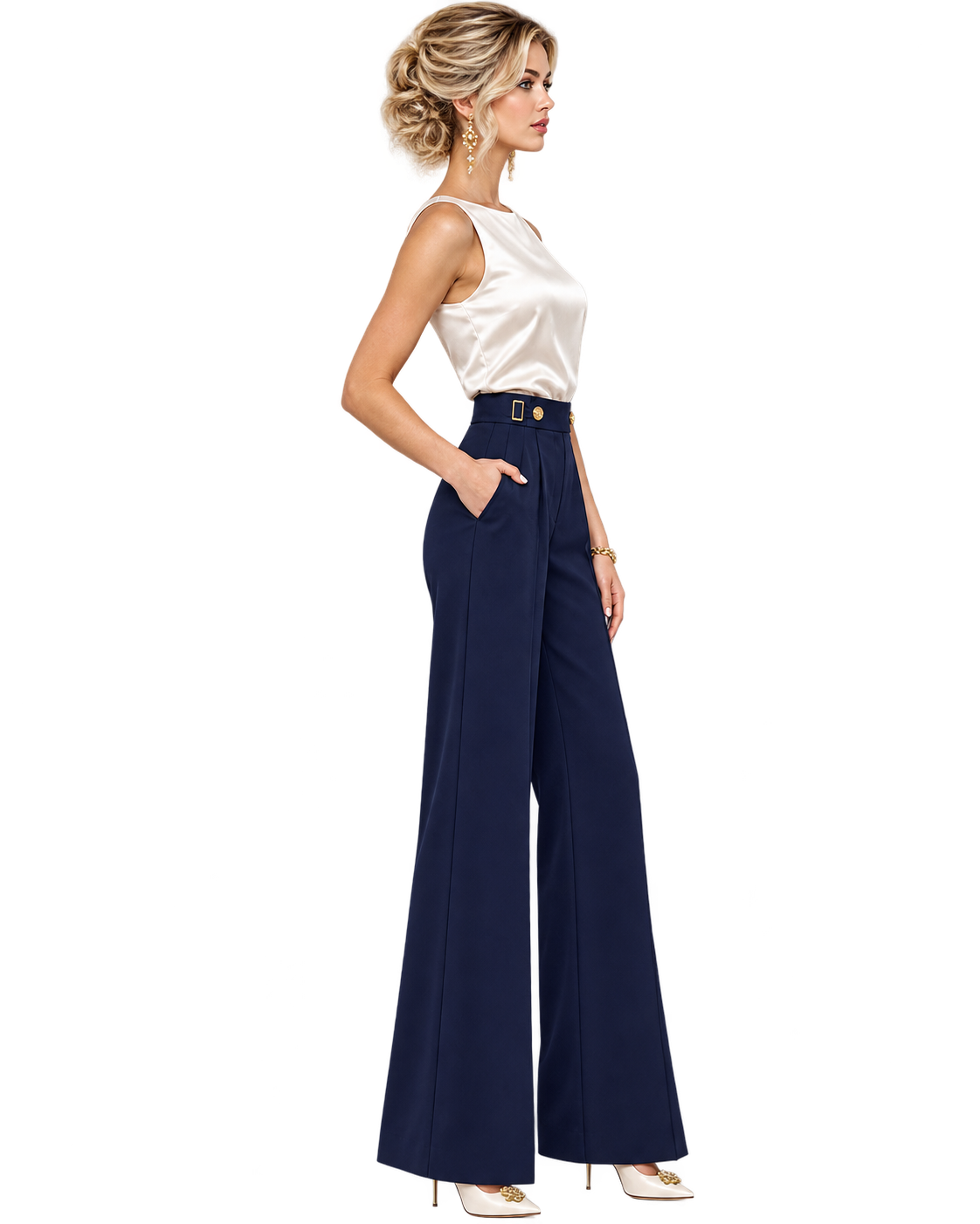 Apolline Sculpted Wide-Leg Trousers