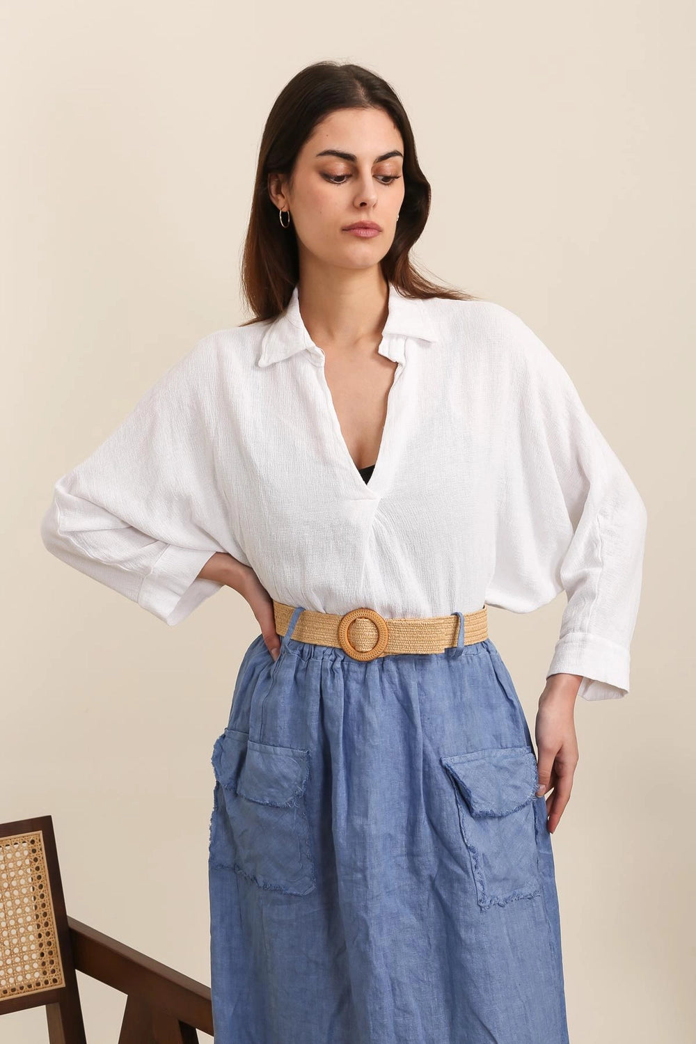 Adèle Relaxed Linen-Cotton Blend Blouse by ADORA PARIS