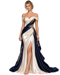 Victoire Embellished Draped Evening Gown