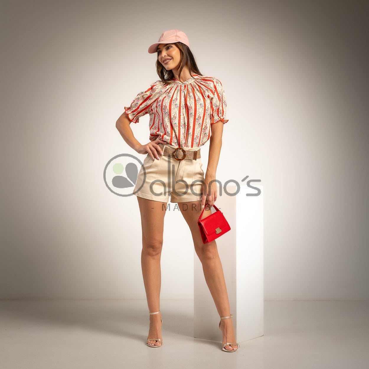 Ashley Vintage Floral Striped Cotton Blouse by ADORA PARIS