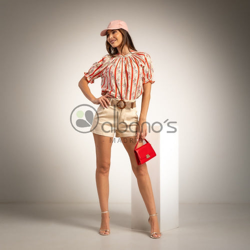 Ashley Vintage Floral Striped Cotton Blouse by ADORA PARIS
