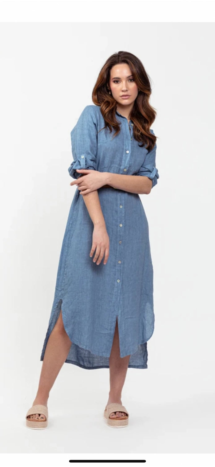 Chloé Pure Linen Shirt Dress by ADORA PARIS