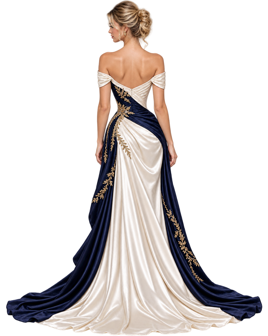 Victoire Embellished Draped Evening Gown