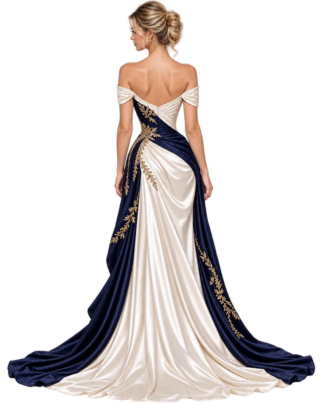 Victoire Embellished Draped Evening Gown