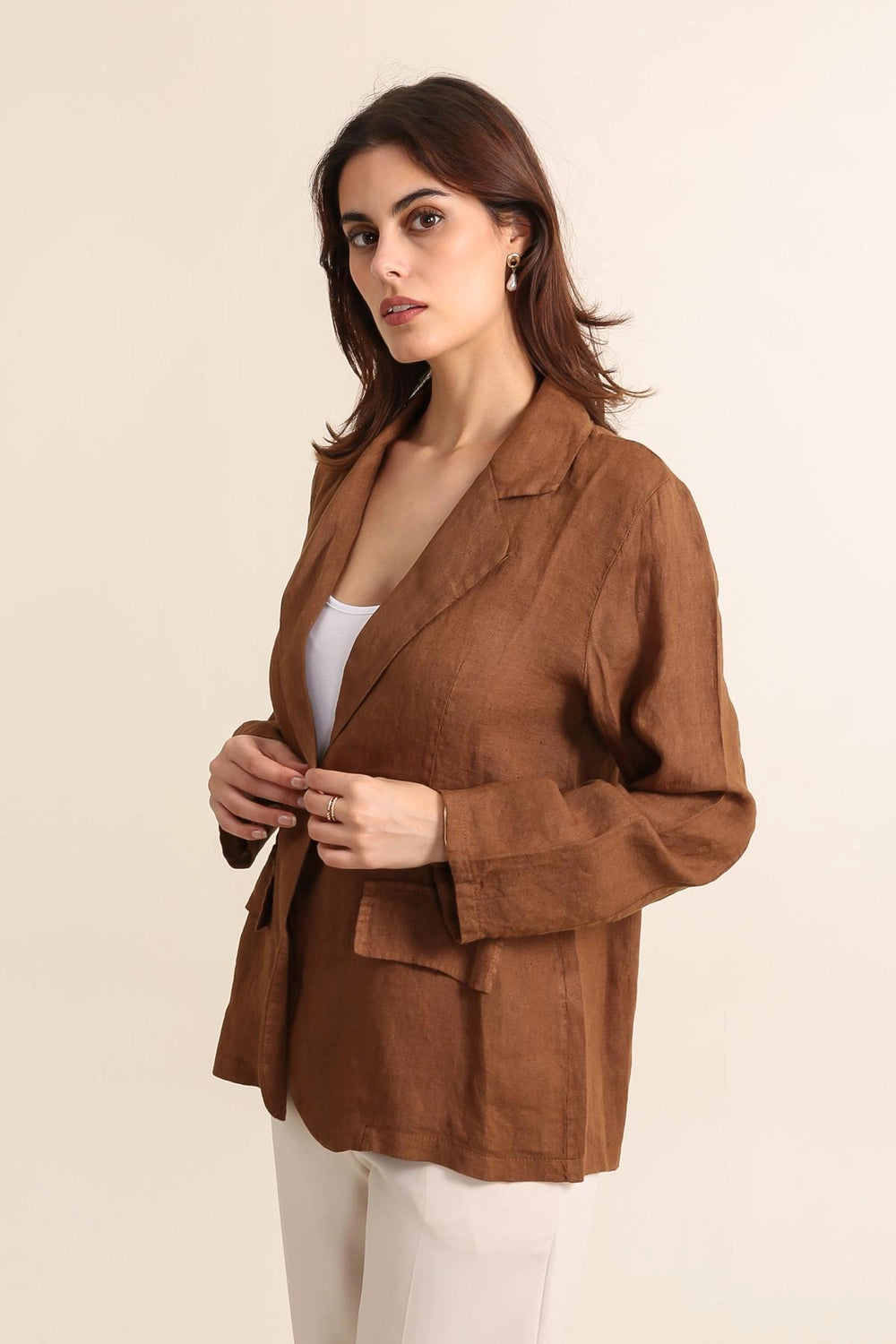 Mathilde Relaxed Pure Linen Blazer by ADORA PARIS