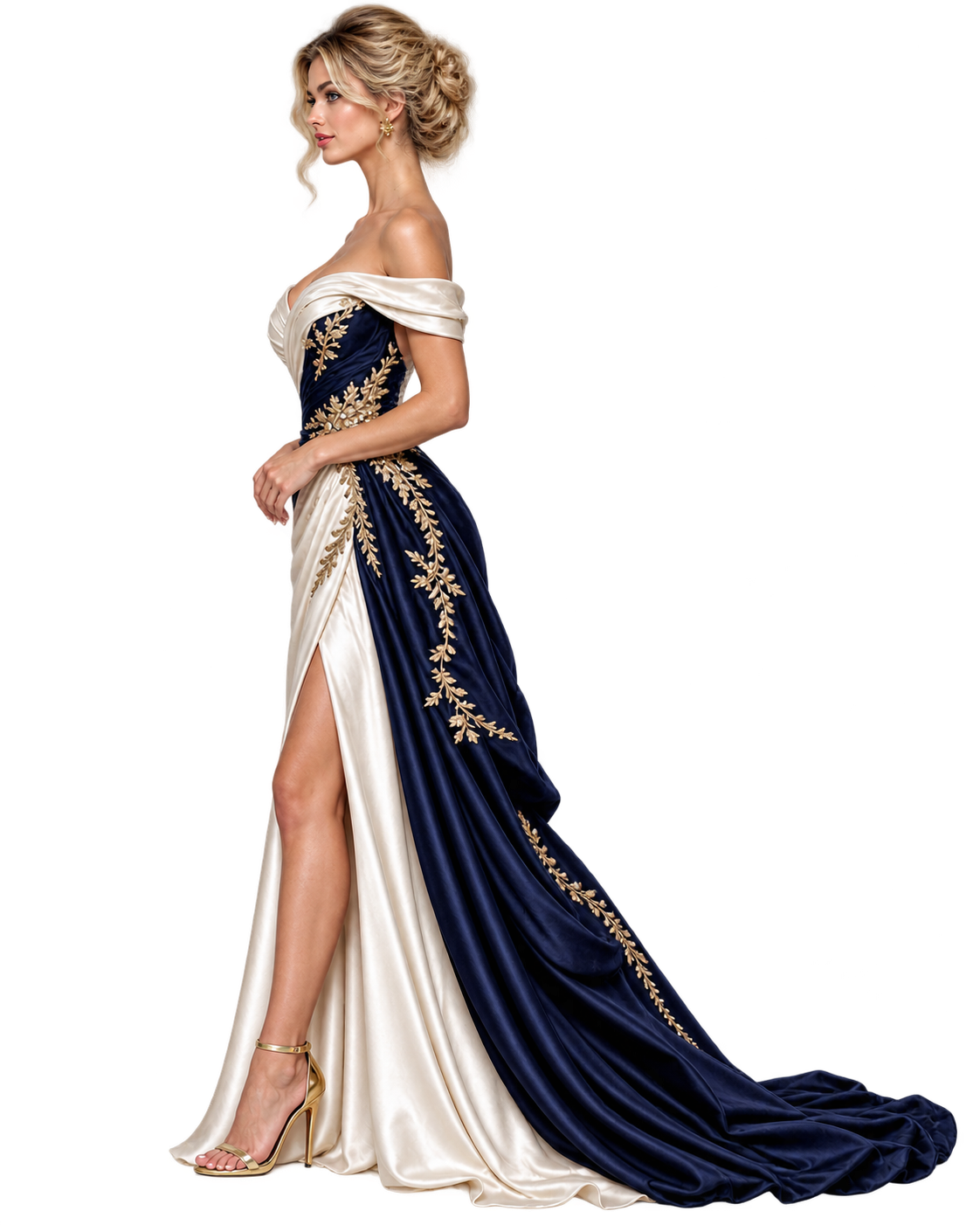 Victoire Embellished Draped Evening Gown