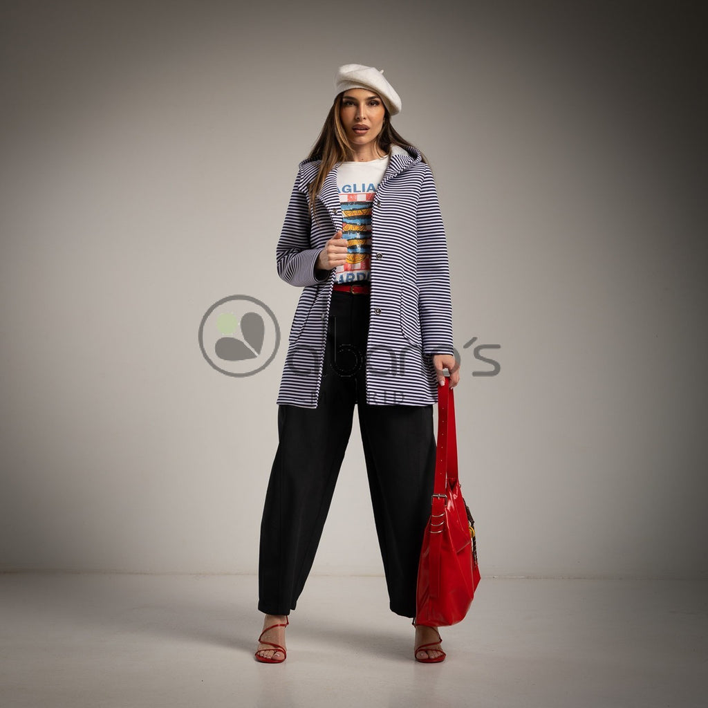 Sophie Striped Neoprene Hooded Jacket by ADORA PARIS